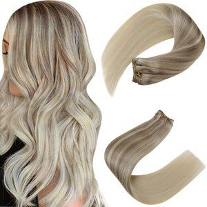 14" 100% Human Hair Weft Extensions 70g  Balayage #18/22/60 Nordic